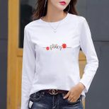 Womens Loose Fit Cotton T Shirt Digital Print Round Neck Long Sleeve Casual Autumn Wear Wholesal