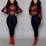 Sheer Mesh Long Sleeve T Shirt Stretchy Sexy Lightweight Fabric Perfect for Layering or Night Ou