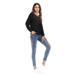 Womens Long Sleeve T Shirt Loose Fit Solid Color Button Detail Casual Wear for Everyday Use Whol