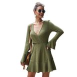 V Neck Knit Dress for Women Sexy Fit Long Sleeve Autumn Winter Fashion ready to ship