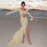 Summer Womens Dress V Neck Sheer Hollow Out Ruffled Lace Slim Fit Perfect for Parties and Events