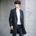Mens Wool Blend Overcoat Slim Fit Mid Length Jacket Casual Style for Autumn Winter