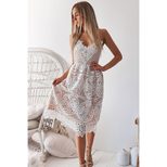 Lace Crochet Maxi Dress Summer Floral Print Sexy Spaghetti Straps Elegant Party Wear Wholesale A