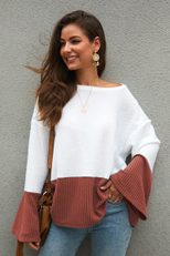 Color Block Long Sleeve Knit Sweater Loose Fit Original Design Cozy Fabric Autumn Winter Fashion Wholesale Avail