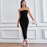 Chic Strapless Bodycon Dress Solid Color Summer Beachwear Elegant Style Wholesale Available low