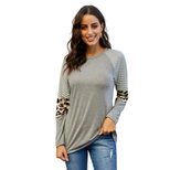 Loose Fit Color Block Long Sleeve T Shirt for Women Casual Round Neck Cotton Blend Spring Autumn Wear