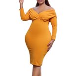 V Neck Bodycon Dress Solid Color Plus Size Fashionable Spring Summer Occasion Wholesale Availabl