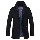 Mens Casual Overcoat Thickened Wool Fabric Lapel Collar Business Style Perfect for Middle Aged W