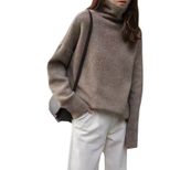 High Neck Womens Sweater Premium Quality Simple Design Solid Color Early Autumn Knitwear Wholesa