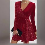 Velvet Sequin Dress Solid Color Sexy Style Autumn Winter Collection Ready to Ship Low MOQ privat