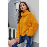 Womens Winter Thick Knit Sweater Solid Color High Neck Loose Fit Warm Wool Top Casual Wear Whole