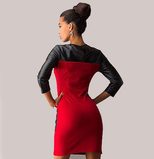 PU Leather Panel Bodycon Dress Slim Fit Professional Style Elegant Design Perfect for Office Wea