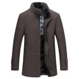 Mens Casual Overcoat Solid Color Thickened Slim Fit Stand Collar Large Fur Collar Business Attir