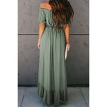 Off Shoulder Short Sleeve Maxi Dress Irregular Hem Summer Style Elegant Design Wholesale Availab