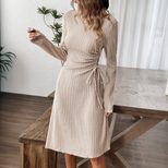Casual Womens Dress Fashionable Simple Slim Fit Midi Length Autumn Winter Collection Wholesale A