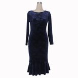 Womens Mermaid Hem Dress Round Neck Long Sleeve Elegant Design Autumn Collection
