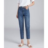 High Waisted Cropped Straight Leg Jeans for Women Ripped Hem Loose Fit Slimming Design Casual Spring Fall Wear