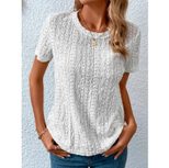 Womens Summer T Shirt Comfortable Fresh Sweet Hollow out Design Round Neck Short Sleeve Casual W