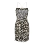 Womens Leopard Print Bodycon Dress Stretch Fabric Sleeveless Sexy Style Perfect for Parties and