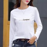 Womens Loose Fit Cotton T Shirt Digital Print Round Neck Long Sleeve Casual Autumn Wear Wholesal