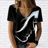 V Neck Printed Short Sleeve T Shirt for Women Casual Style Comfortable Fabric Available in Multiple Sizes Wholesale