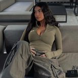 Slim Fit Half Turtleneck Long Sleeve Top Zipper Closure Lightweight Fabric Trendy Style Perfect