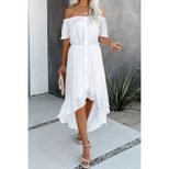 Off Shoulder Short Sleeve Maxi Dress Irregular Hem Summer Style Elegant Design Wholesale Availab