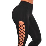 High Waist Side Tie Plus Size Leggings Hollow Out Design Casual Sportswear customizable
