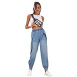 Casual Womens Denim Pants Side Slit Tapered Fit Comfortable Fabric Perfect for Everyday Wear Who