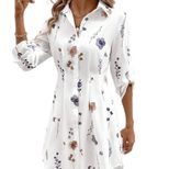 Floral Pattern Womens Long Sleeve Shirt Dress Elegant Design Comfortable Fabric Versatile Style