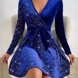 Velvet Sequin Dress Solid Color Sexy Style Autumn Winter Collection Ready to Ship Low MOQ privat