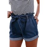 High Waisted Denim Shorts Rolled Hem Loose Fit Plus Size Summer Casual Wear for Women Wholesale