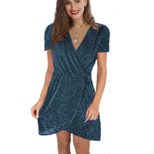 V Neck Irregular Sequin Evening Dress for Women Short Sleeve Party Wear Available in Multiple Sizes Wholesale