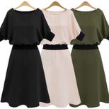 A Line Dress Plus Size Elastic Waist Mid Length Slimming Fit Summer Casual Wear Wholesale Availa