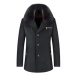 Woolen Overcoat for Middle Aged Fleece Lined Fur Collar Business Casual Winter Wear Wholesale Av