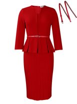 V Neck Ruffle Hem High Waisted Pencil Dress Slim Fit Office Wear Winter Fashion Wholesale Availa