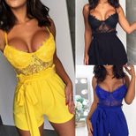 Lace Jumpsuit for Women Summer Sleeveless V Neck Belted Sexy Perfect for Parties or Casual Outin