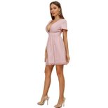 Womens A Line Dress Sexy V Neck Lace Panel Half Sleeve Flowy Design Perfect for Parties and Spec