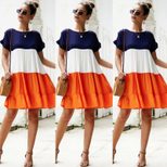 Color Block A Line Dress Original Design Autumn Winter Style Trendy and Chic Wholesale Available