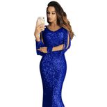 Mermaid Evening Gown Sequined Long Sleeve Bodycon Fit Tassel Design Formal Events Parties OEM Av