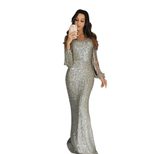 Mermaid Evening Gown Sequined Long Sleeve Bodycon Fit Tassel Design Formal Events Parties OEM Av