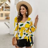 Elegant V Neck Floral Print Blouse for Women Lightweight Comfortable Fabric Spring and Summer Casual Wear
