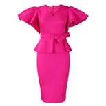 Elegant Ruffle Hem Bodycon Dress Solid Color Chic Design Perfect for Parties Wholesale Available