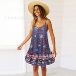Womens Casual A Line Dress Sleeveless Round Neck Flowy Design Spring Summer Wear