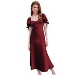 Red Satin Mermaid Dress Waist Defining Elegant Design Perfect for Parties and Gatherings Wholesa