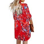 Womens Loose Fit Floral Print Dress 3 4 Sleeve V Neck Comfortable Fabric Casual Wear or Summer O