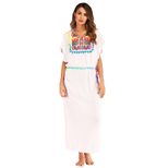Embroidered Colorful Tassel Split Long Beach Cover Up Dress Stylish Bohemian Design Perfect for