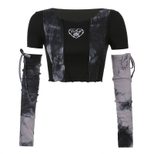 Off Shoulder Black Long Sleeve T Shirt for Women Sheer Mesh Cropped Fit Casual Wear