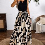Elegant Color Block Sleeveless A Line Dress for Women V Neck Geometric Pattern Spring Summer Collection