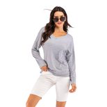 Womens Long Sleeve T Shirt Loose Fit Mid Length Comfortable Fabric Spring Casual Wear Wholesale